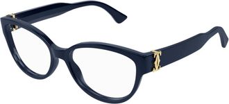 Cartier Ct0450O Cat Eye Montuur - Dames - Accessoires - Blauw - Maat: 54 MM