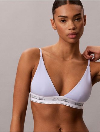 Calvin Klein Womens Icon Cotton Modal Script Triangle Bra - Purple - XL