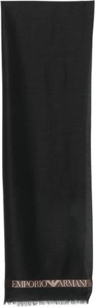Emporio Armani Rechthoekige sjaal met franjes - Heren - Wintersjaals - Zwart - ONE Size - Accessoires