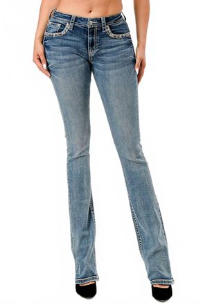 Grace in L.A. Modify Mid-Rise Boot Cut Jeans In Aztec