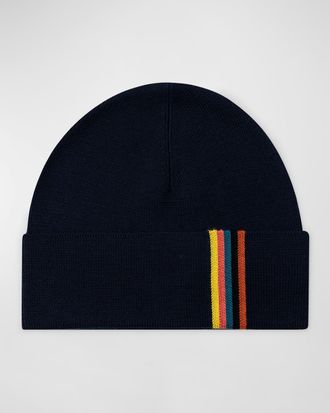 Paul Smith Mens Wool Artist Stripe Beanie Hat