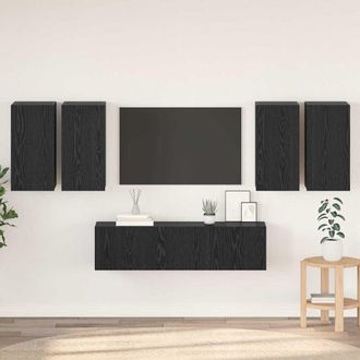 vidaXL Vidaxl - Set Mobile Tv 6 Pcs Rovere Nero 60 X 30 X 30 Cm