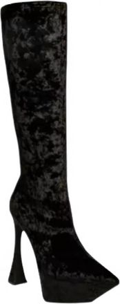 Jeffrey Campbell Womens Shego Knee High Platform Boot In Black Crushed Velvet
