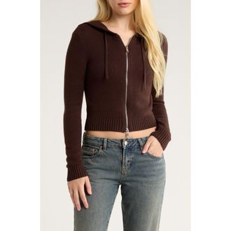 PacSun Skylar Front Zip Sweater Hoodie in Brown at Nordstrom Rack, Size Small