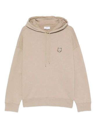 Maison Kitsuné drawstring fox-motif hoodie - men - Cotton - L - Neutrals