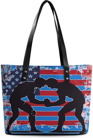 Generic U.s Flag Wrestling Tote Bags for Women Cute Shoulder Purses Handbags