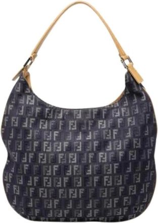 Fendi Pre-owned Shoulder Bags, female, Blue, Size: ONE SIZE Pre-owned Denim Shoulder Bag