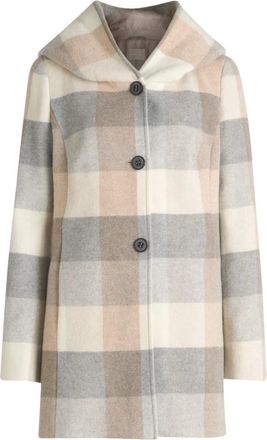 AMBER & JUNE Jassen, Dames, Veelkleurig, 2Xl, Leer, Korte jas met capuchon in ruitpatroon