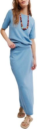 Free People Isabella Cotton & Linen Knit Sweater & Maxi Skirt Set in Dusk Blue at Nordstrom, Size X-Large
