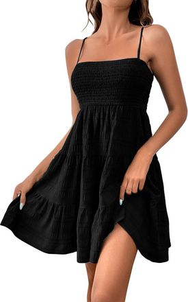 Generic HOOUDO Beach Dresses for Women UK Maxi Beach Dresses for Women UK Spaghetti Strap Summer Dresses Casual Sleeveless A Linen Mini Dress Bandeau Tube Boh
