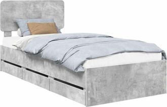 vidaXL Estructura De Cama Gris Concreto 100 X 200 Cm Madera Ingenieril Vidaxl