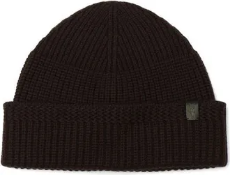 AllSaints Merino Wool Rib Beanie in Wine Brown at Nordstrom