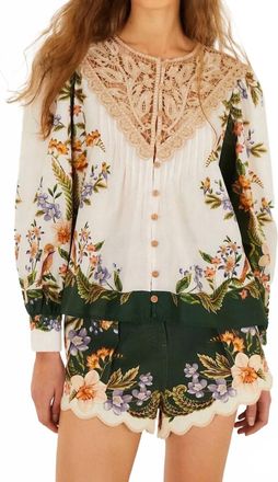 Farm Rio Short Sleeve Blouse In Nature Sand