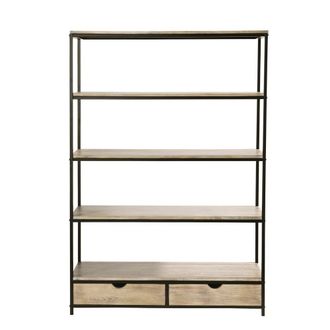 Maisons du monde Estanter&iacute;a industrial con 2 cajones de abeto macizo y metal 130 cm