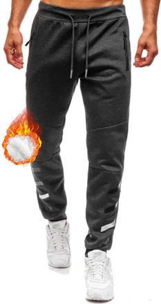 Lantch Fleece Lined Trousers Mens Joggers Tracksuit Bottoms Men Casual Thermal Sweatpants Winter Warm Pants with Zip Pocket