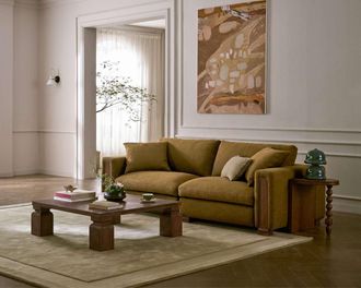 Castlery Tan France Kagan Sofa, (Basketweave) Caramel - Modern Heritage Modular Sofa - Brown