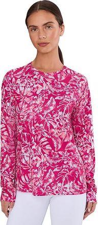 Columbia Super Tidal T-Shirts Long Sleeve Shirt Womens Long Sleeve Pullover Guava Pink/Vacay Blooms : 2XL, Polyester