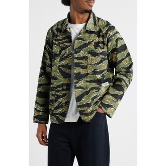Service Works Coverall 2.0 Tiger Stripe Organic Cotton Twill Chore Coat in Tigerstripe at Nordstrom Rack, Size Small