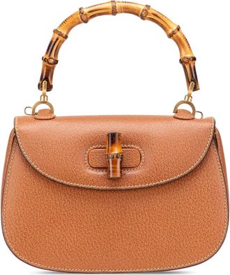 Gucci Borsa a tracolla Night in pelle di vitello con bamb&ugrave; XX secolo - Marrone