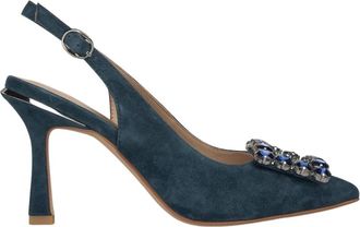 Alma En Pena Slingback Pumps met Strassgesp - Dames - Pumps - Blauw - 35 EU - Leer - Schoenen
