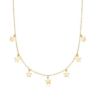 RS Pure by Ross-Simons Italian 14kt Yellow Gold Multi-Star Charm Necklace