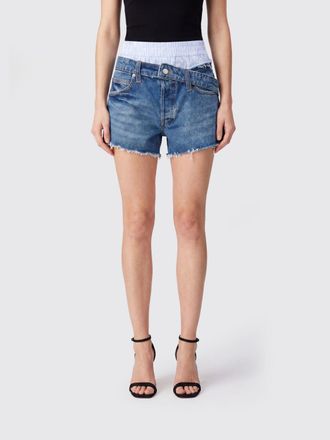 Alexander Wang Double-Layer Denim Shorts with Raw-Cut Hem
