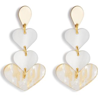 Toolally Heart Drop Earrings - White at Nordstrom