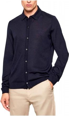 HUGO BOSS Cardigan met knopen en kraag - Heren - Vesten - Blauw - L - Truien & Vesten