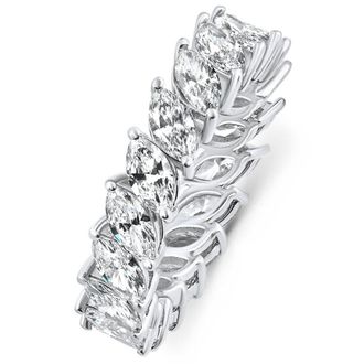 Pompeii3 4 Ct Marquise Cut Designer Diamond Eternity Wedding Ring 14k Gold Lab Grown