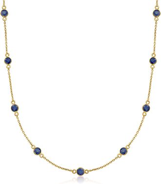 Ross-Simons Sapphire Station Necklace in 18kt Gold Over Sterling