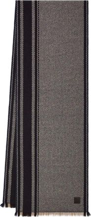 Ferragamo jacquard striped cashmere scarf - men - Cashmere - One Size - Neutrals