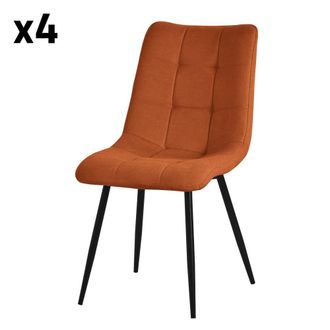 ML Design Sillas de comedor set de 4 naranja, tapizadas en tela