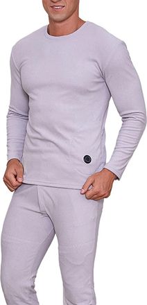 Generic Electric Heated Underwear Set, 3 Stalls Adjustable Temperature Washable Heated Long Johns Set Shirt and Pants, Unisex(Men Grey,M-Medium)