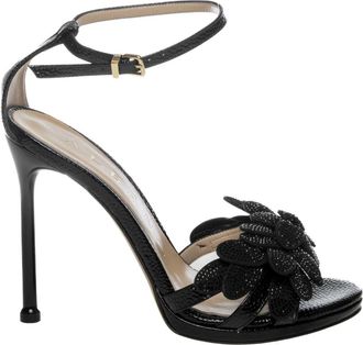 Albano 5611 Sandalen met hoge hak - Dames - Sandalen met hakken - Zwart - 38 EU - Leer - Schoenen