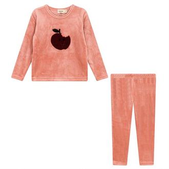 Mocha Apple Cotton Velour 2 Piece Top and Pant Set in Clay at Nordstrom, Size 18M