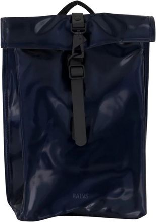 Rains Blauwe Rolltop Mini Rugzak Synthetisch - unisex - Rugzakken - Blauw - ONE Size - Polyester - Tassen