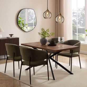 VonHaus Abel Rectangular 6 Seater Wood Effect Dining Room Table in Dark Brown