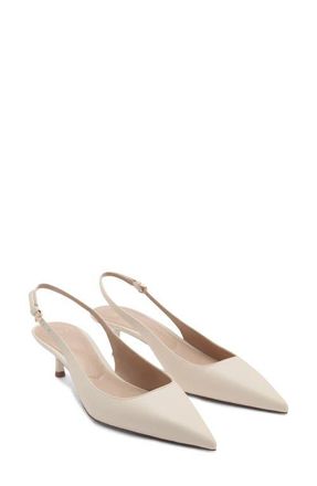Mango Pointed Kitten Heel Pump in Ecru at Nordstrom, Size 5Us