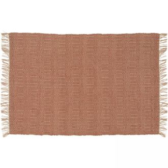Oviala Alfombra de flecos de yute natural tejido a mano terracota 80 x 200 cm