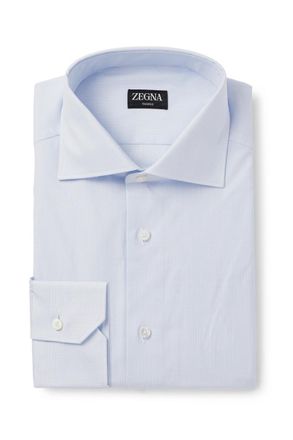 Ermenegildo Zegna Cutaway-Collar Checked Cotton-Poplin Shirt