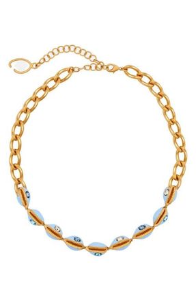 Oscar De La Renta Cowrie Shell Collar Necklace in Sky at Nordstrom