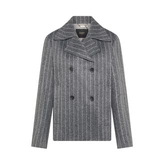 Seventy Dubbelzijdig gebreid jasje - Dames - Jassen - Grijs - Maat: 2XL Wol