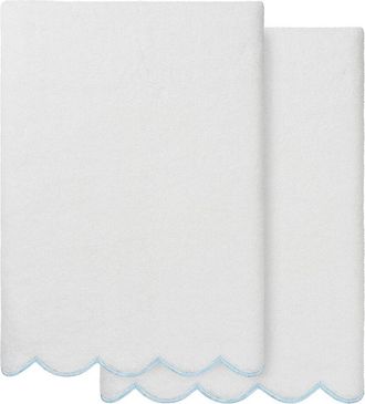 Linum Home Textiles 100% Turkish Cotton Adornia Scallop 2Pc Bath Towel Set