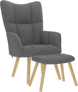 vidaXL Sill&oacute;n De Relax Con Taburete Tela Gris Oscuro Vidaxl