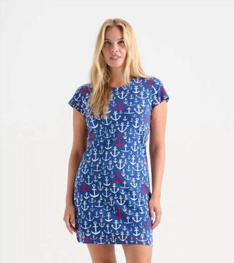 Hatley Crew Neck T-Shirt Mini Dress In Stacked Anchors