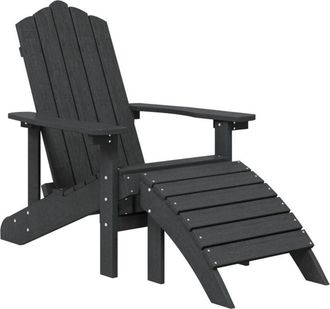 vidaXL Garden Adirondack Chair with Footstool HDPE Anthracite vidaXL