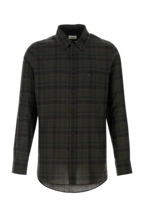 Saint Laurent Dark Green Plaid Shirt