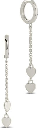 Sterling Forever Jolana Heart Drop Huggie Hoop Earrings in Silver at Nordstrom Rack