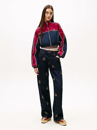 Tommy Hilfiger Mia Crest Embroidery Relaxed Straight Leg Jeans