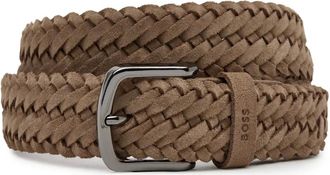 HUGO BOSS Belts, male, Beige, 90 CM, Woven Leather Beige Belt